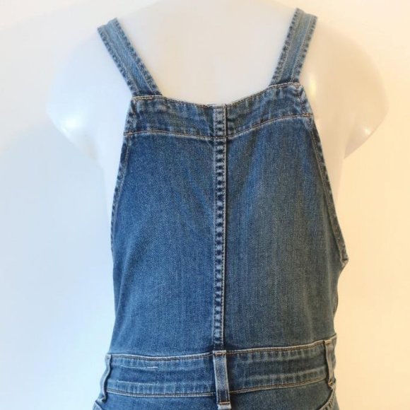Womens Rag & Bone Paz Dark Blue Raw Hem Cropped Flared-Leg Jean Overalls SP * - Picture 7 of 9